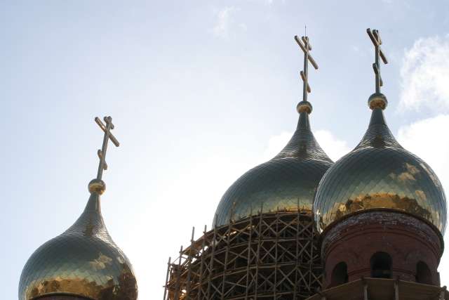Освящение главного купола кафедрального собора в Архангельске